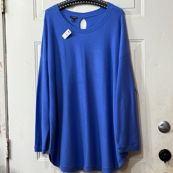 NWT Talbots Sz 3X Women's Sweater Tunic 3/4 Sleeve Blue Berry Cotton/Cashmere - Picture 1 of 12